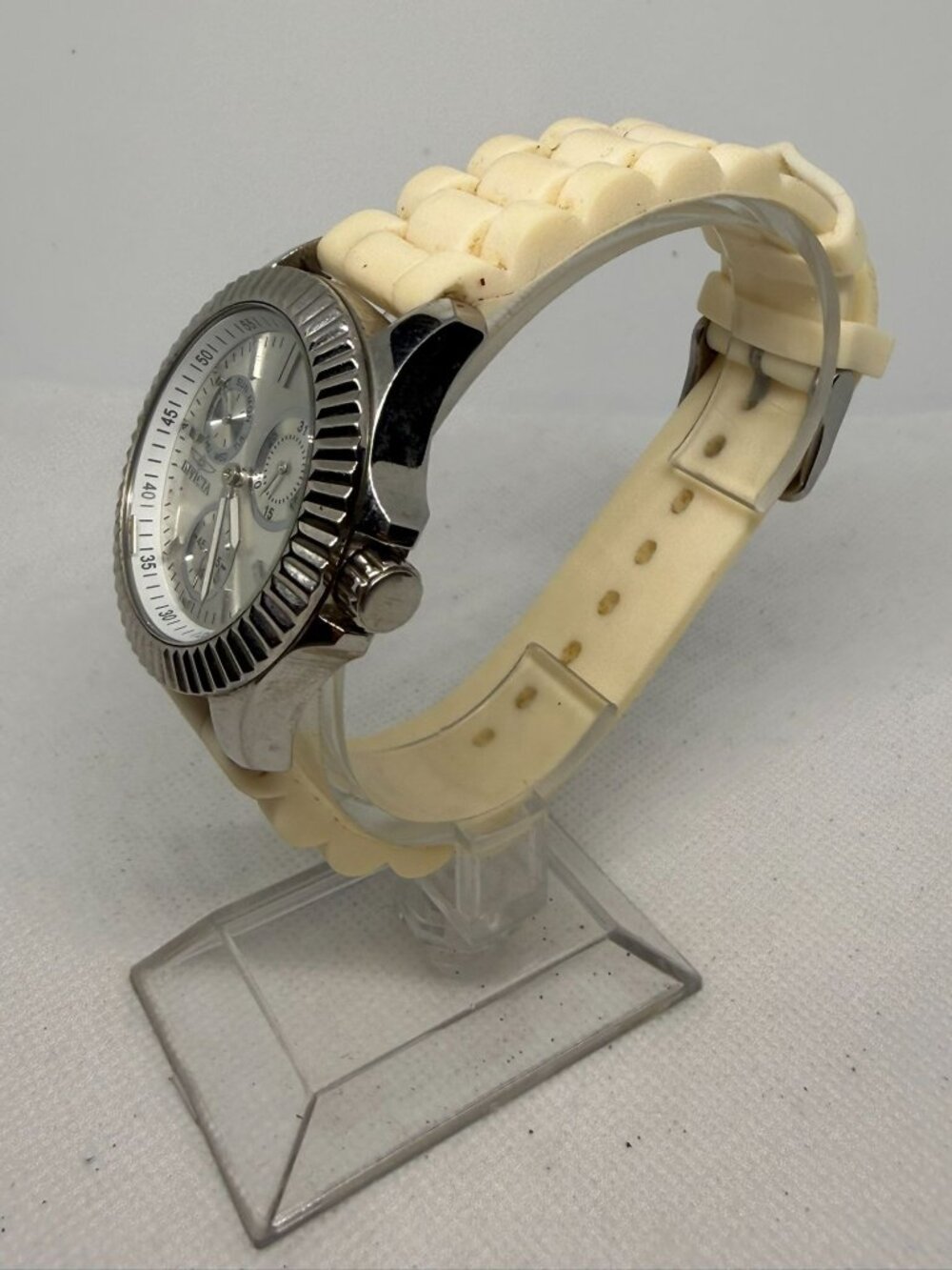 Invicta Angel Womens Quartz Watch Cream Silicone Strap Model 27101 Water Resista - Picture 2 of 11